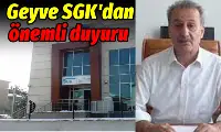 GEYVE SGK'DAN ÖNEMLİ DUYURU