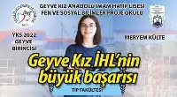 Geyve Kız Anadolu İmam Hatip Lisesi'nin büyük başarısı