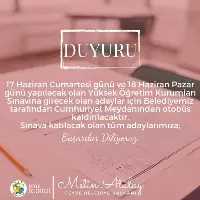 ÜNİVERSİTE SINAVINA GİRECEK ÖĞRENCİLER İÇİN BELEDİYE OTOBÜSLERİ ÜCRETSİZ